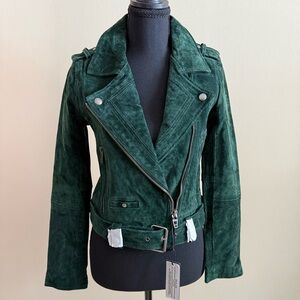BLANKNYC Emerald Green Suede Moto Jacket NWT Leather Biker Belted XS